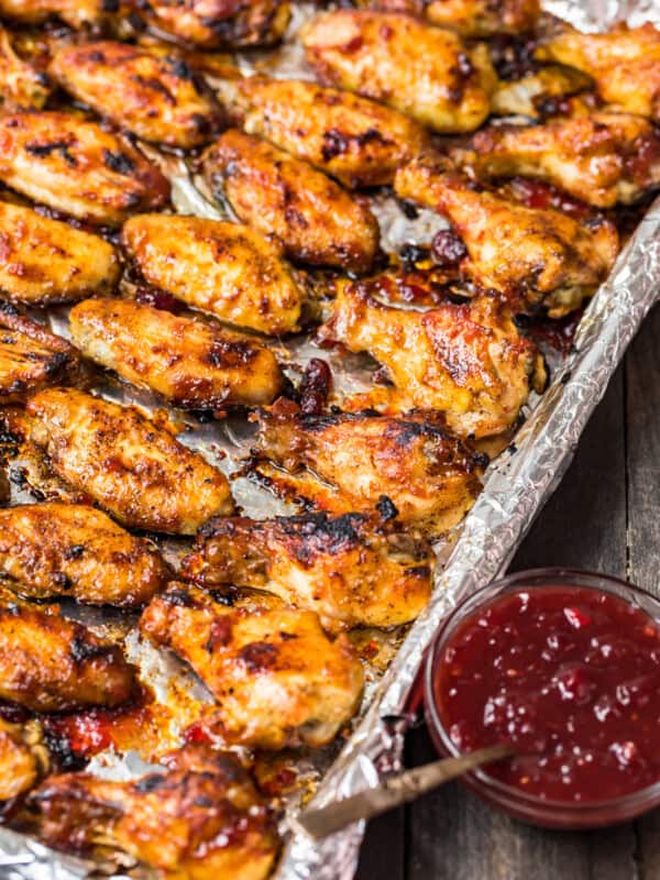 cranberry chicken wings baked on sheet pan