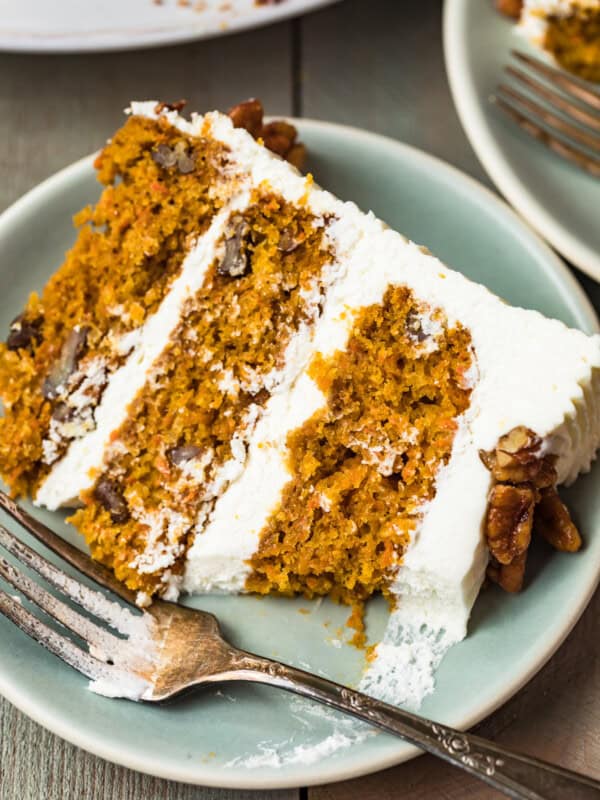 slice of carrot cake on plate