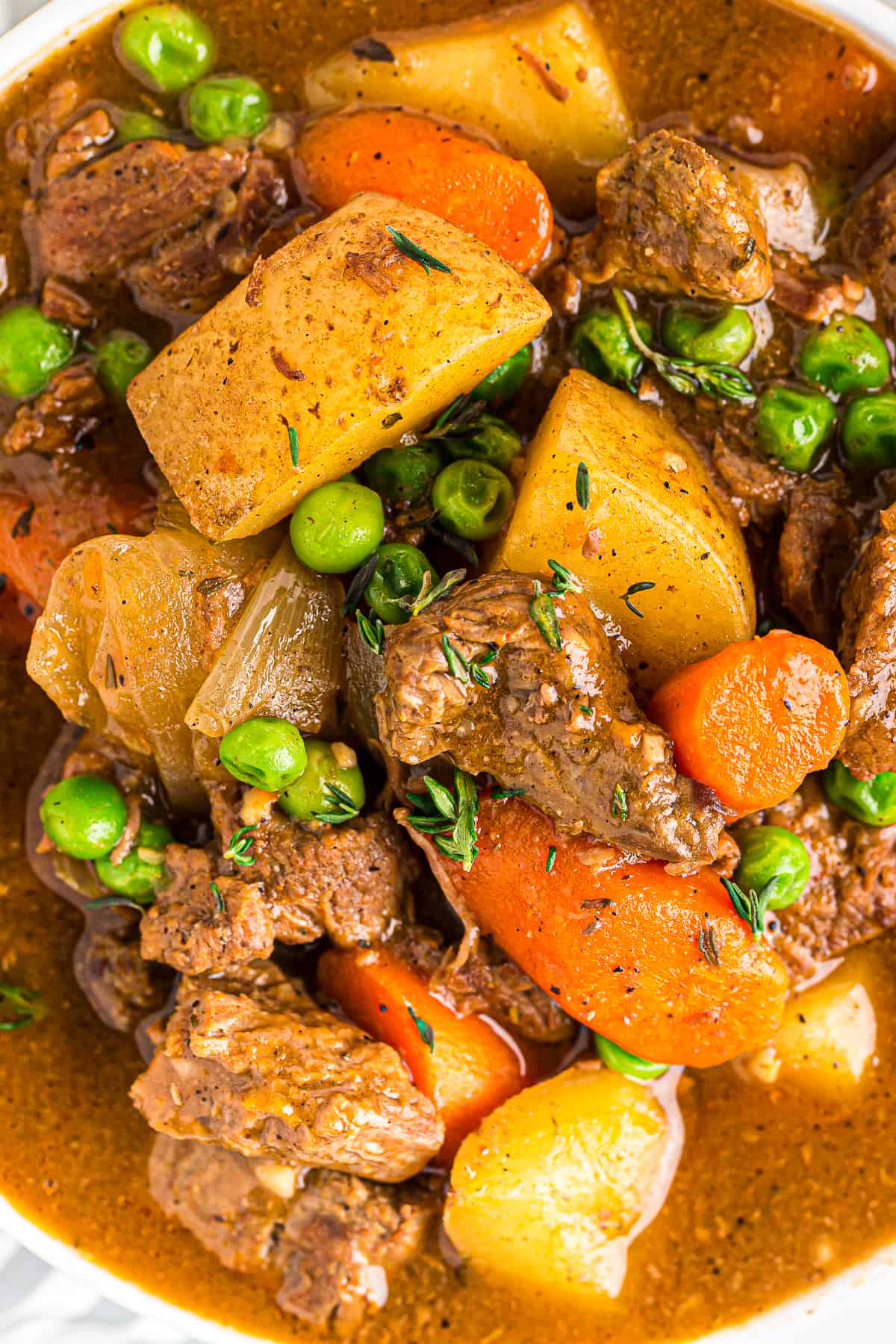 up close image of crockpot beef stew