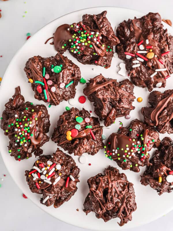 crockpot candy on white plate