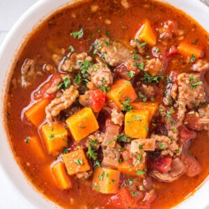 up close bowl of sweet potato chili