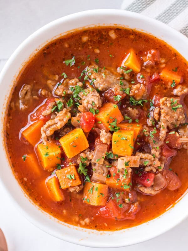 up close bowl of sweet potato chili