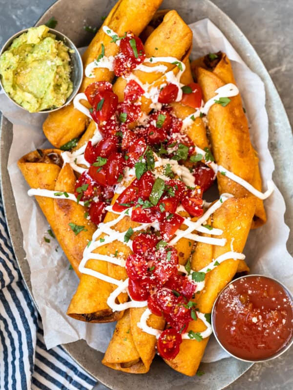 chicken taquitos on platter