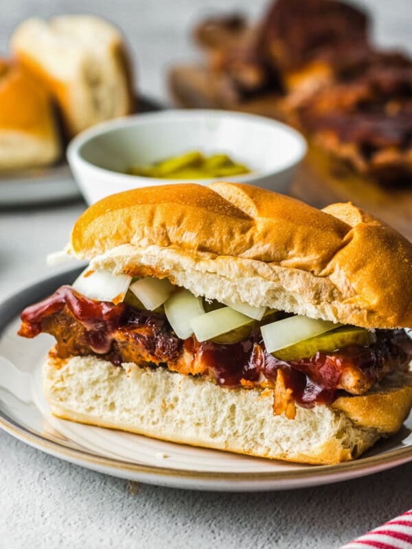 copycat mcdonalds mcrib sandwich on a plate