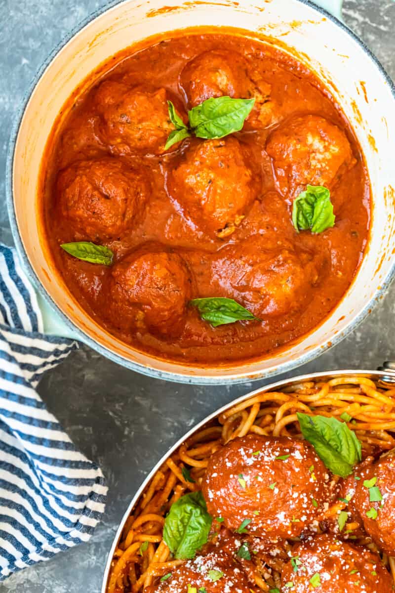 meatballs in sauce in saucepan