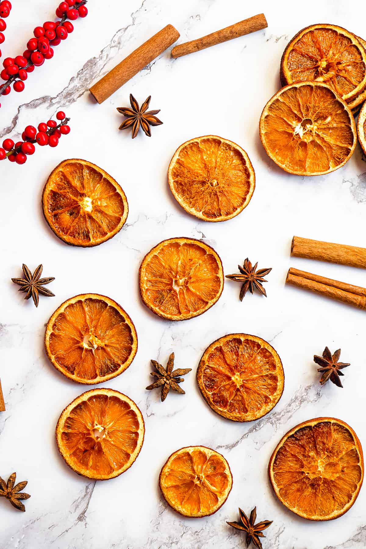 dried orange slices with anise and cinnamon