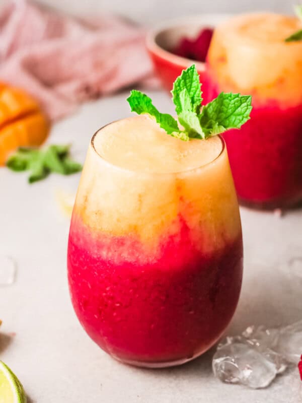 raspberry mango daiquiri in clear glass