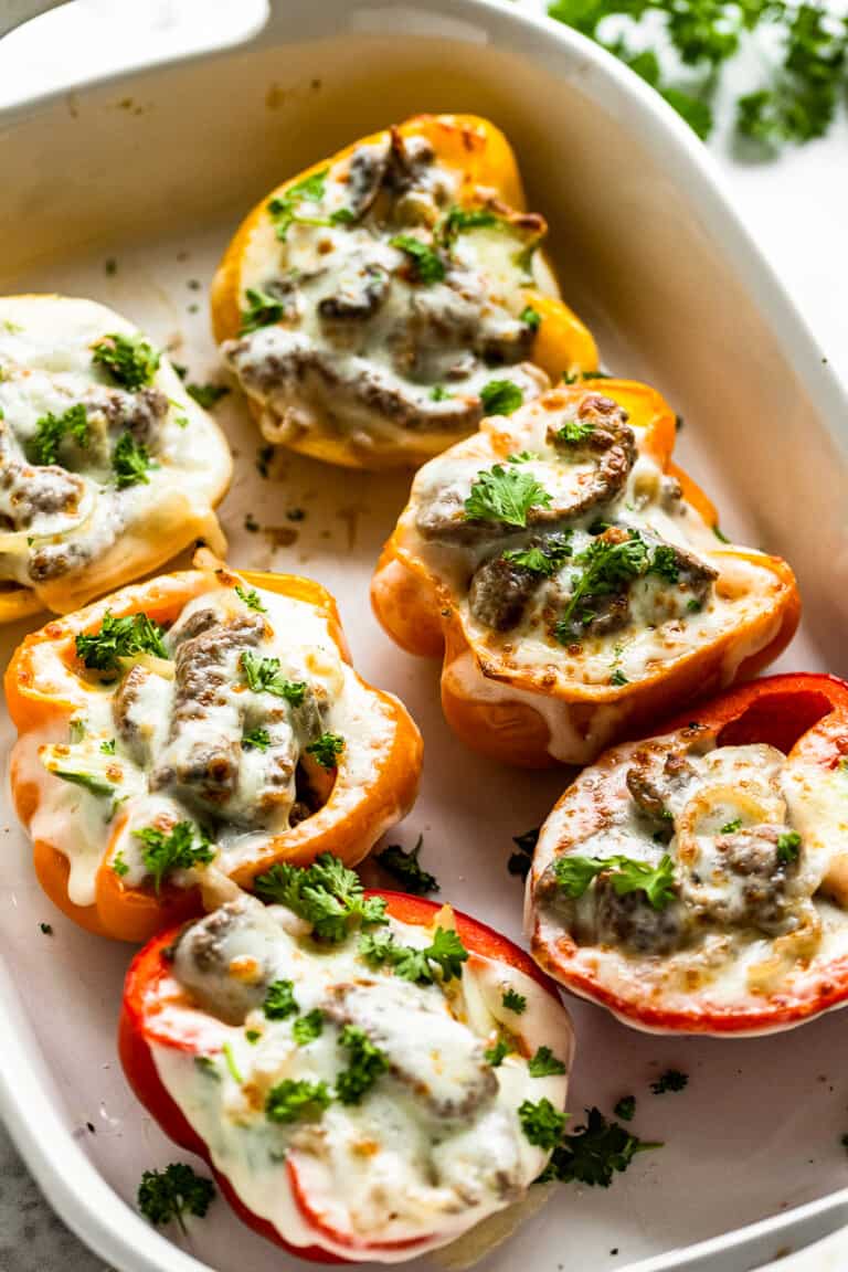 Philly Cheesesteak Stuffed Peppers Recipe - The Cookie Rookie®