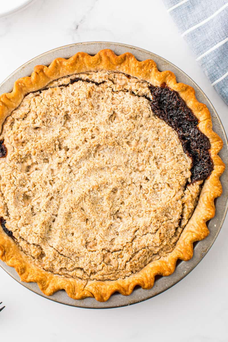 overhead image of shoofly pie