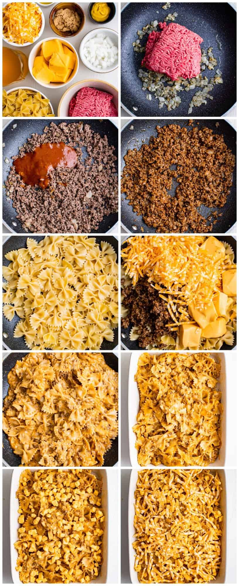 step by step photos for how to make sloppy joe casserole