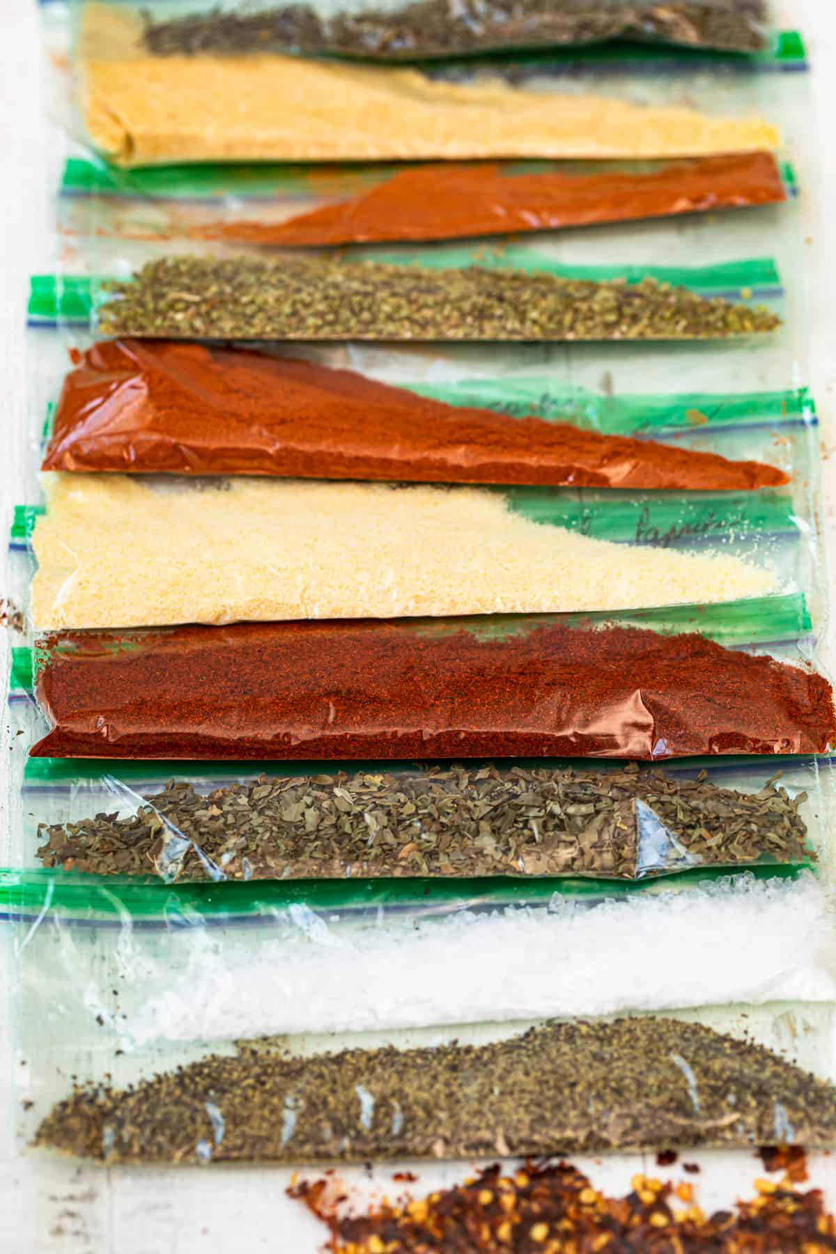 bags of spices to make creole seasoning