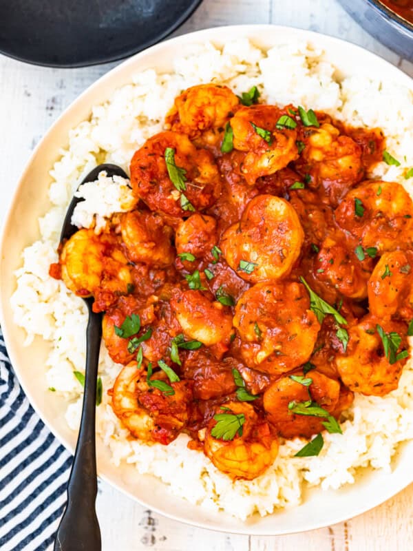 creole shrimp served over rice