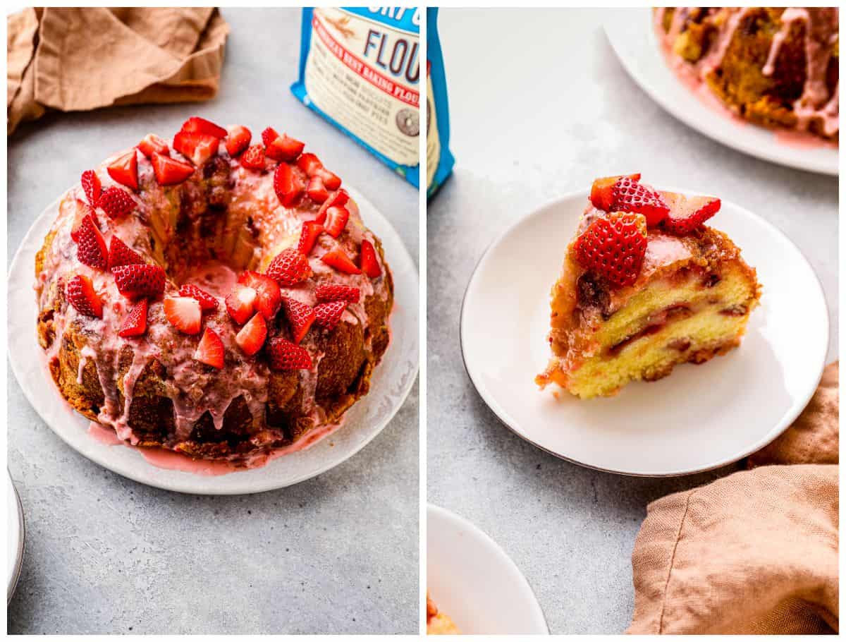 strawberry pound cake collage