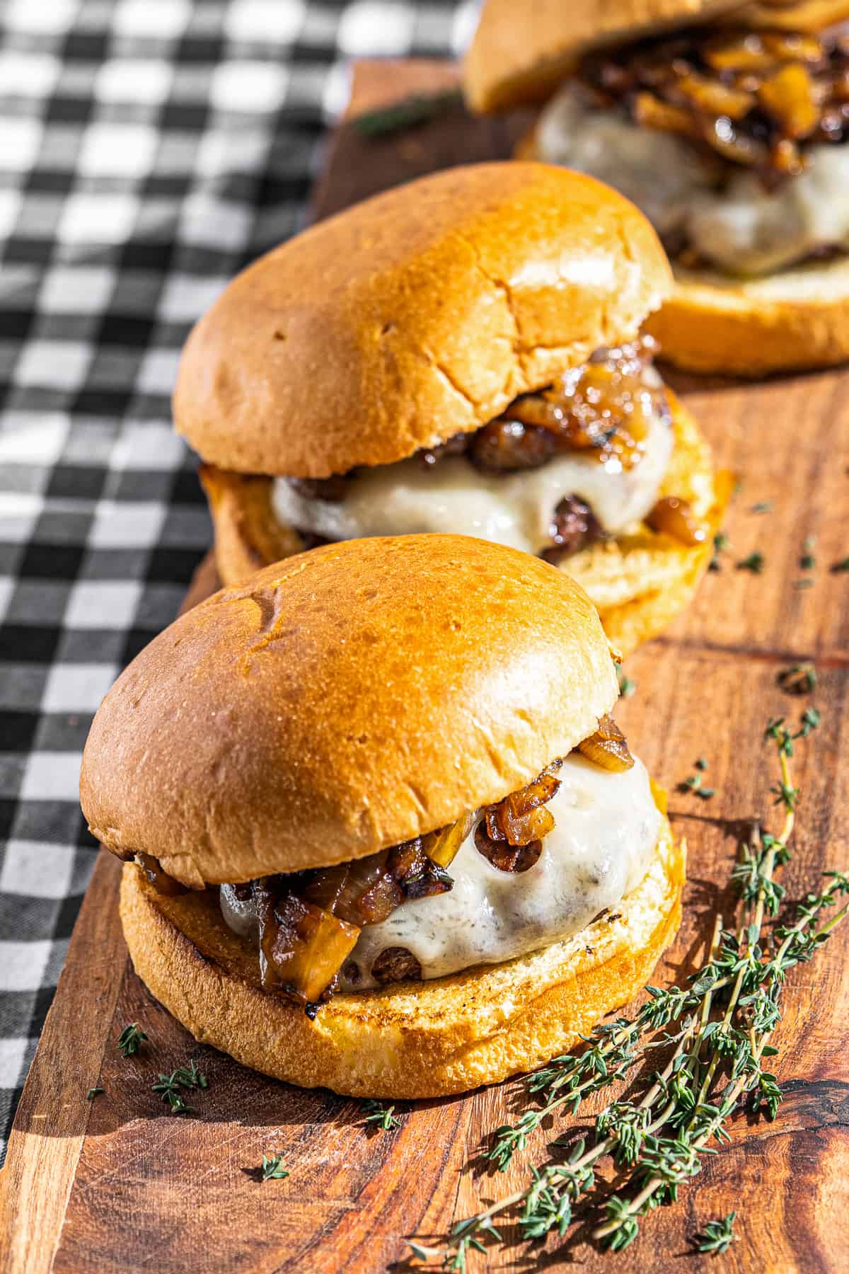 Caramelized Onion Swiss Burgers - The Cookie Rookie®
