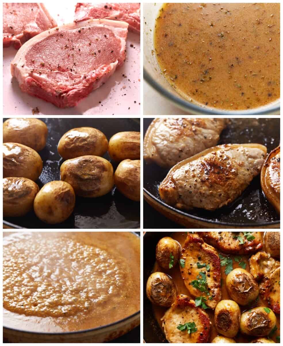 step by step photos for how to make honey mustard pork chops.
