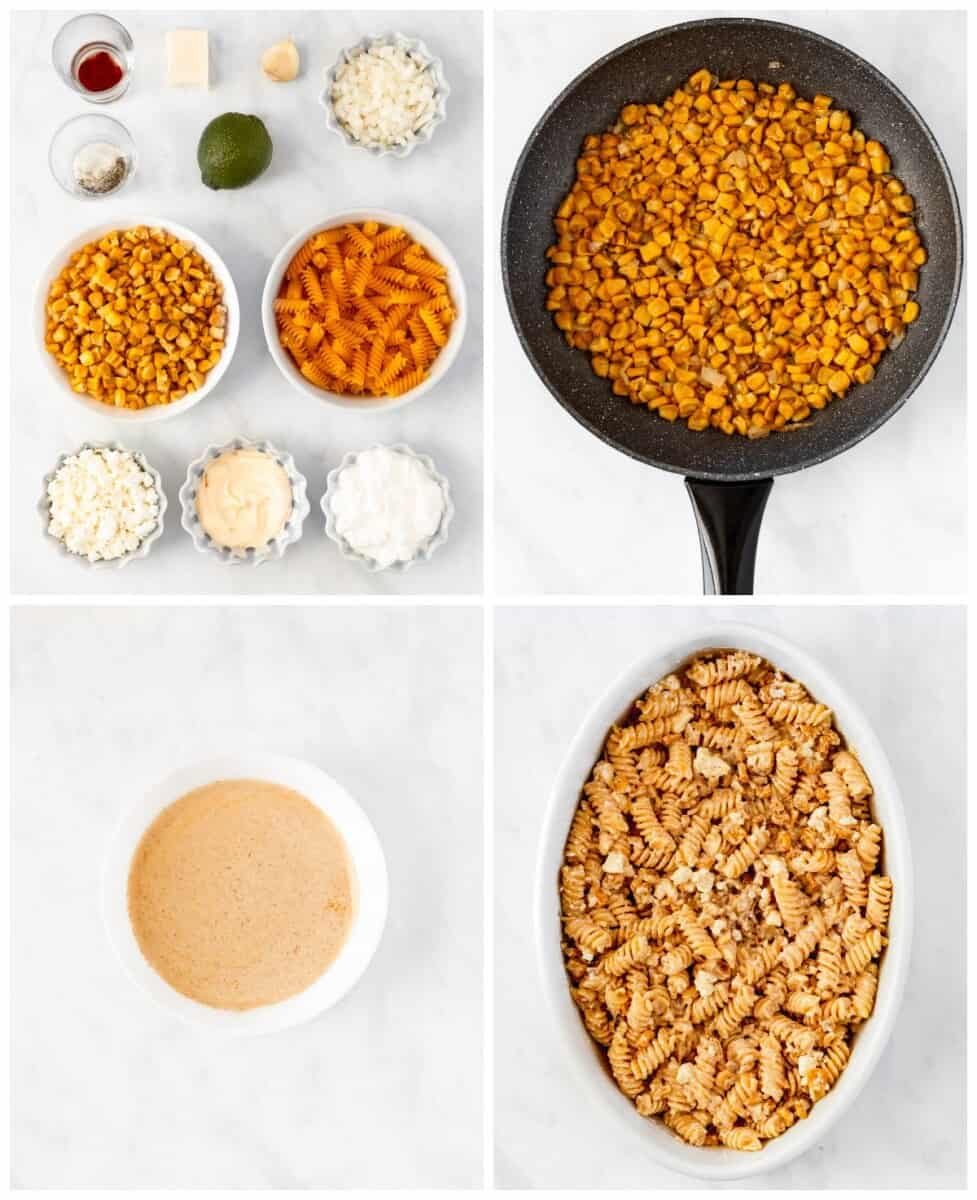 step by step photos for how to make street corn pasta salad