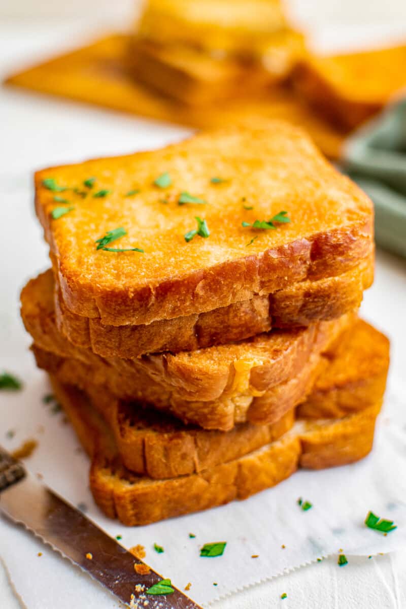 stacked grilled cheeses made in an air fryer