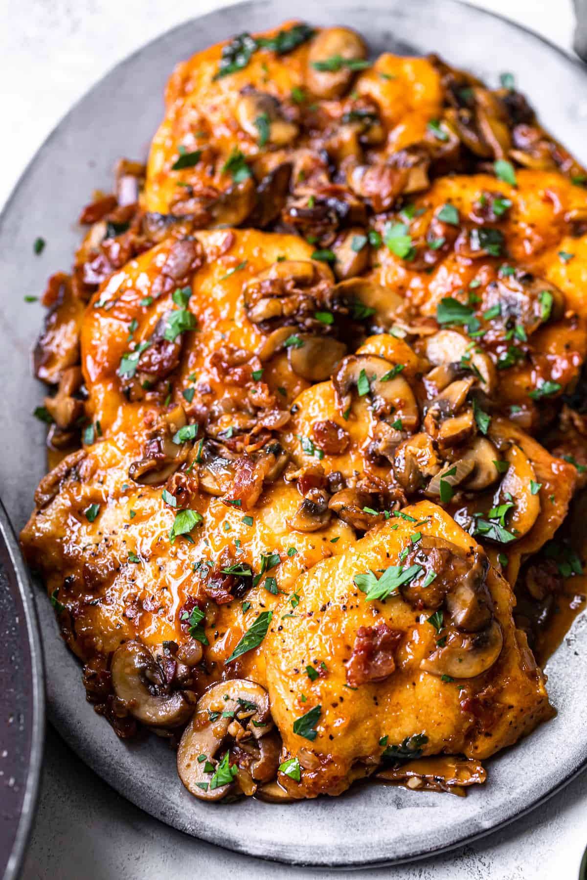 chicken marsala on platter