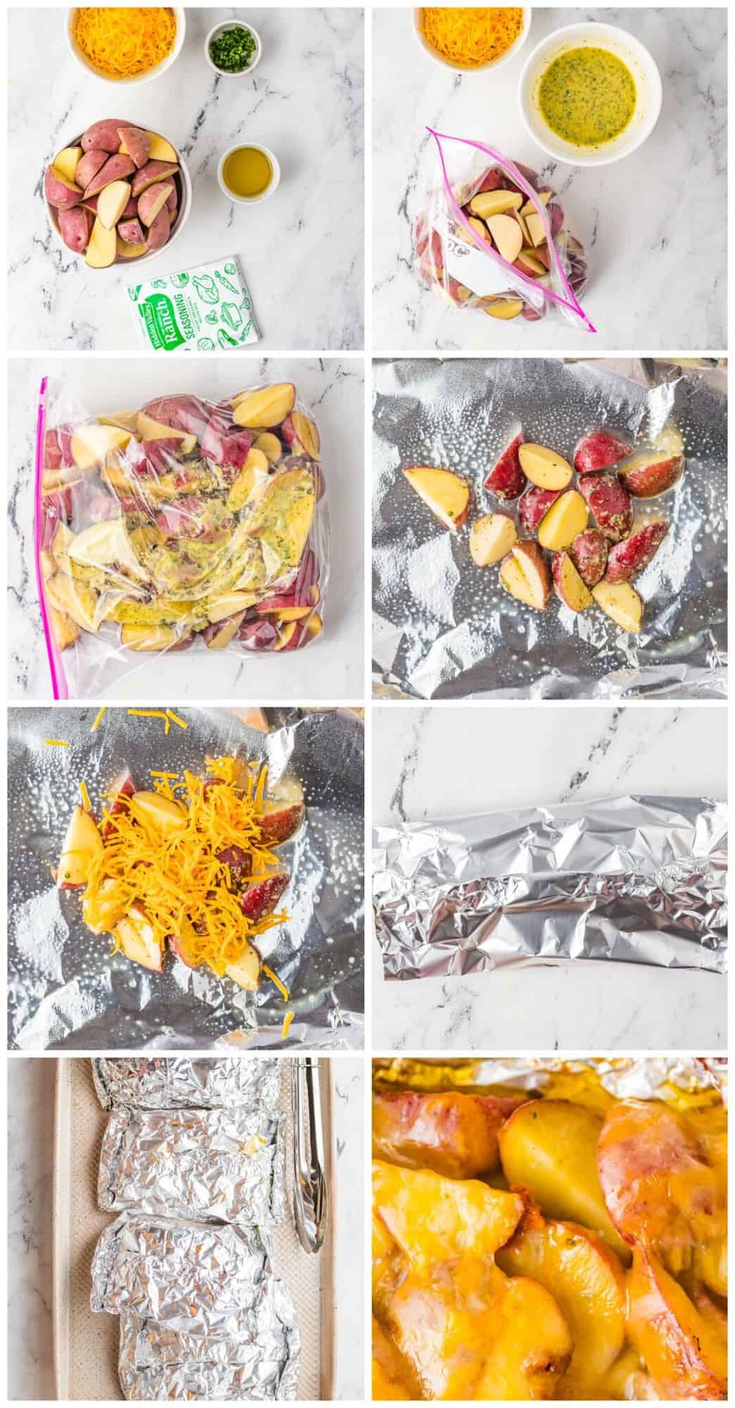 step by step photos for how to make grilled ranch potatoes