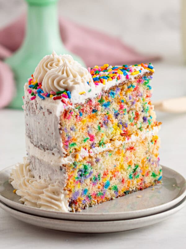 slice of funfetti cake