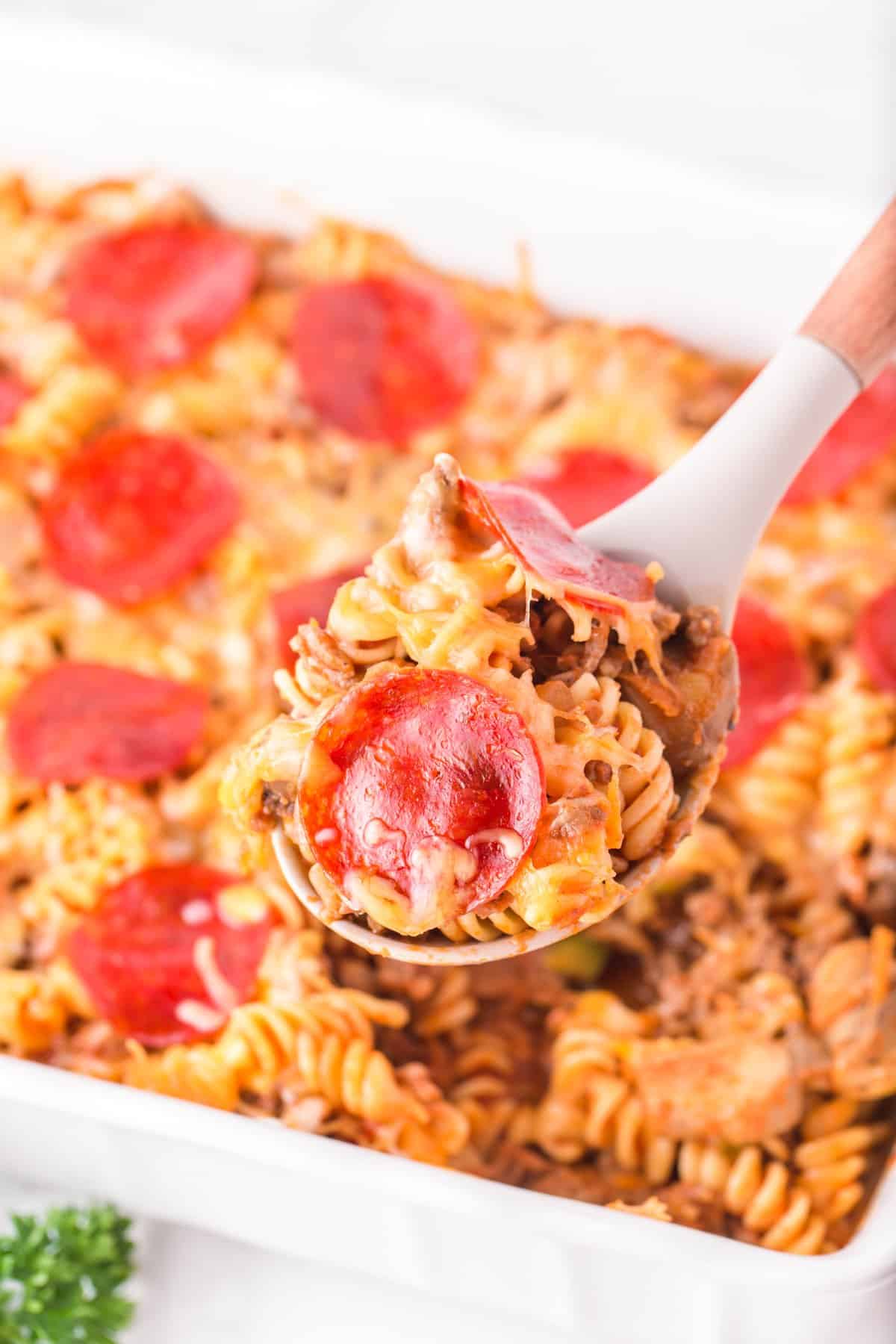 spoonful of pizza casserole