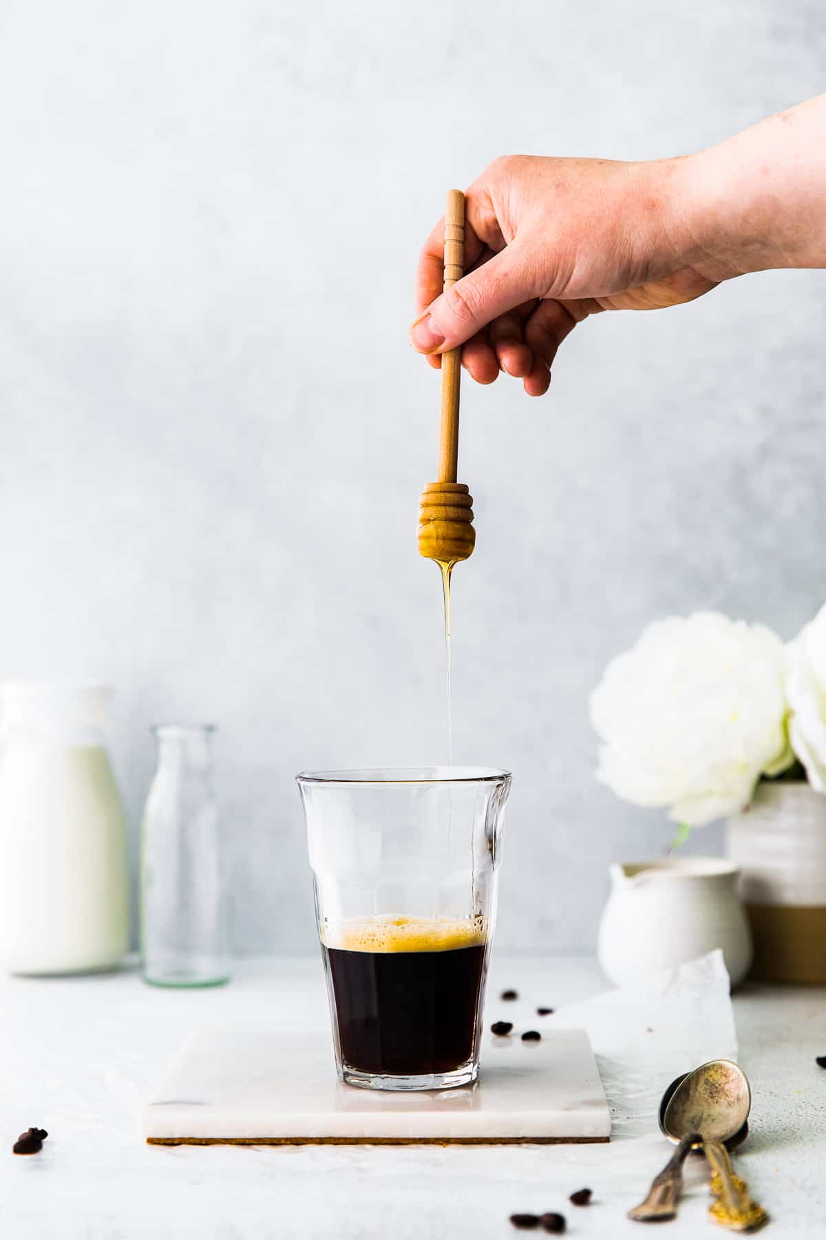Iced Honey Almond Milk Flat White - The Healthful Ideas