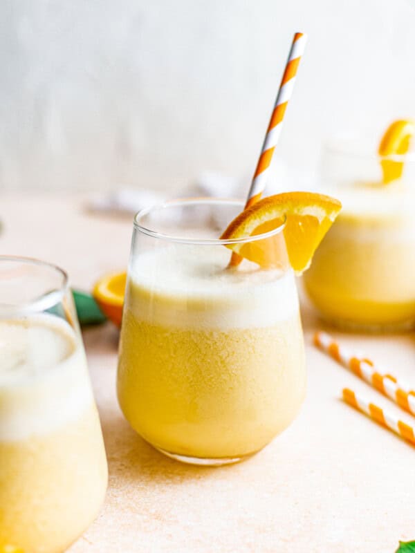 homemade orange julius with striped straws