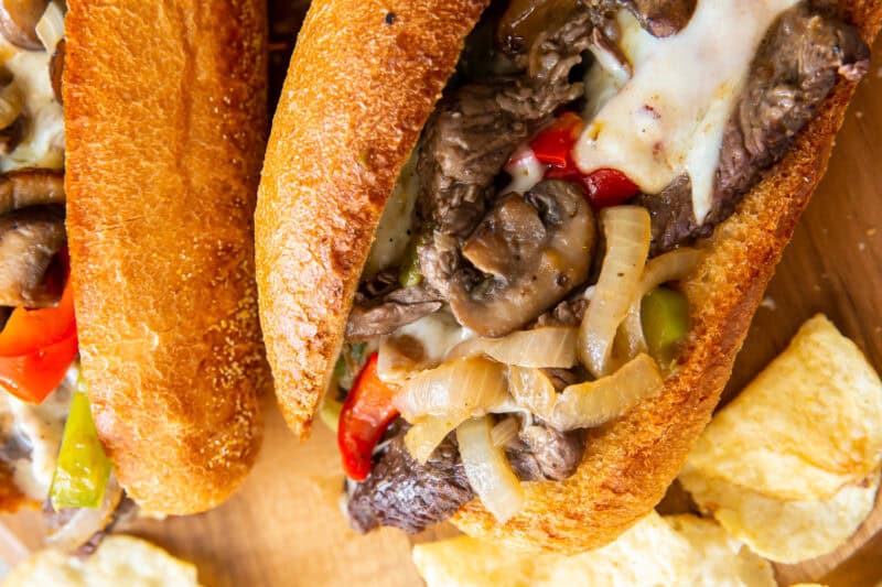 up close philly cheesesteak