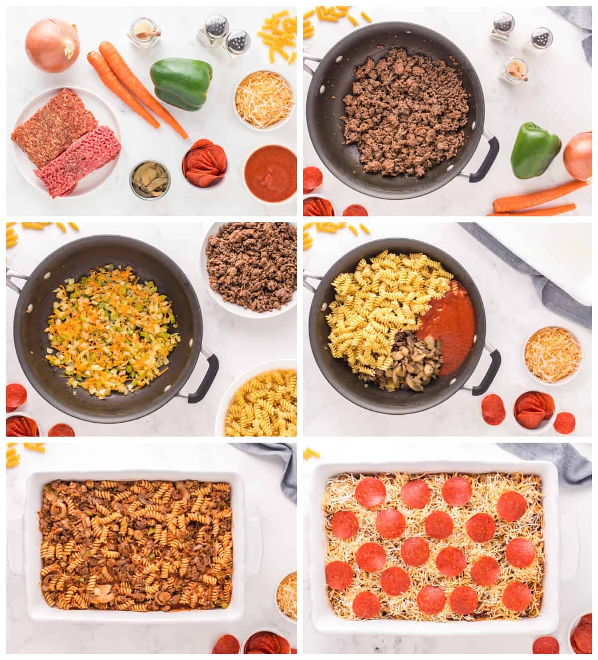 step by step photos for how to make pizza casserole