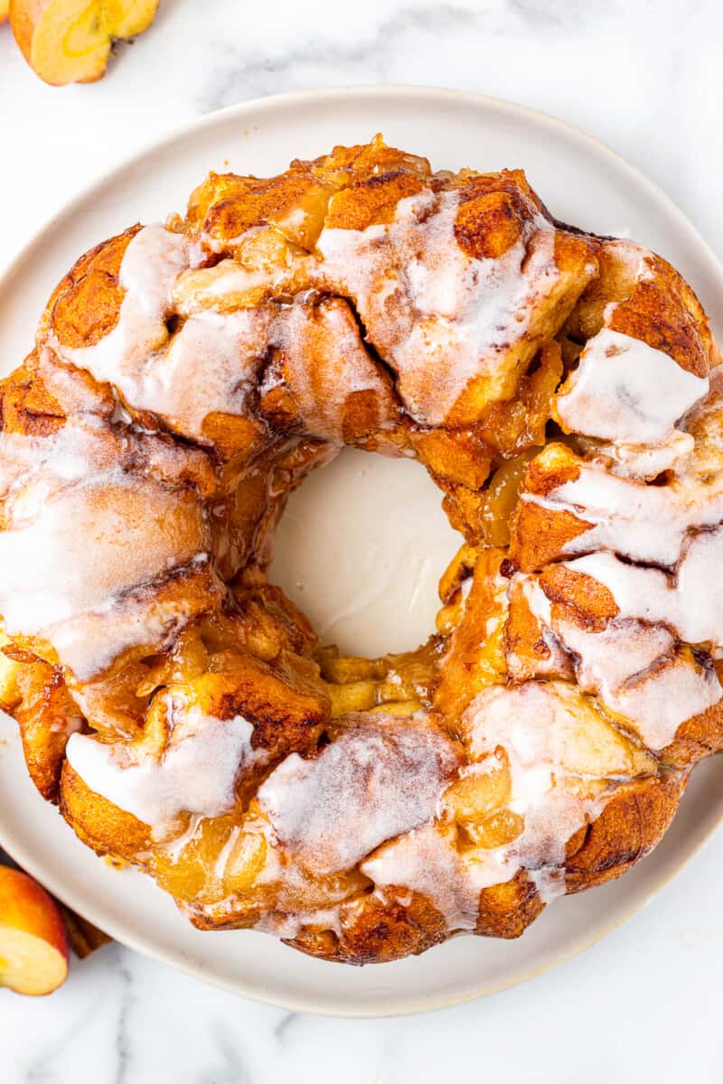 overhead apple pie monkey bread with frosting