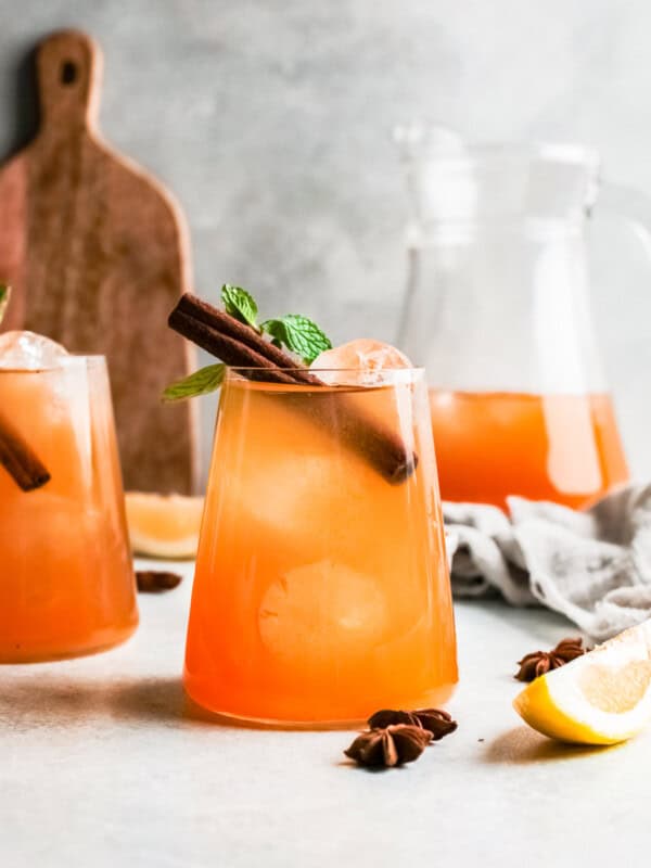 pumpkin whiskey smash over ice