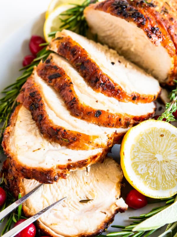 up close slices of air fryer turkey breast