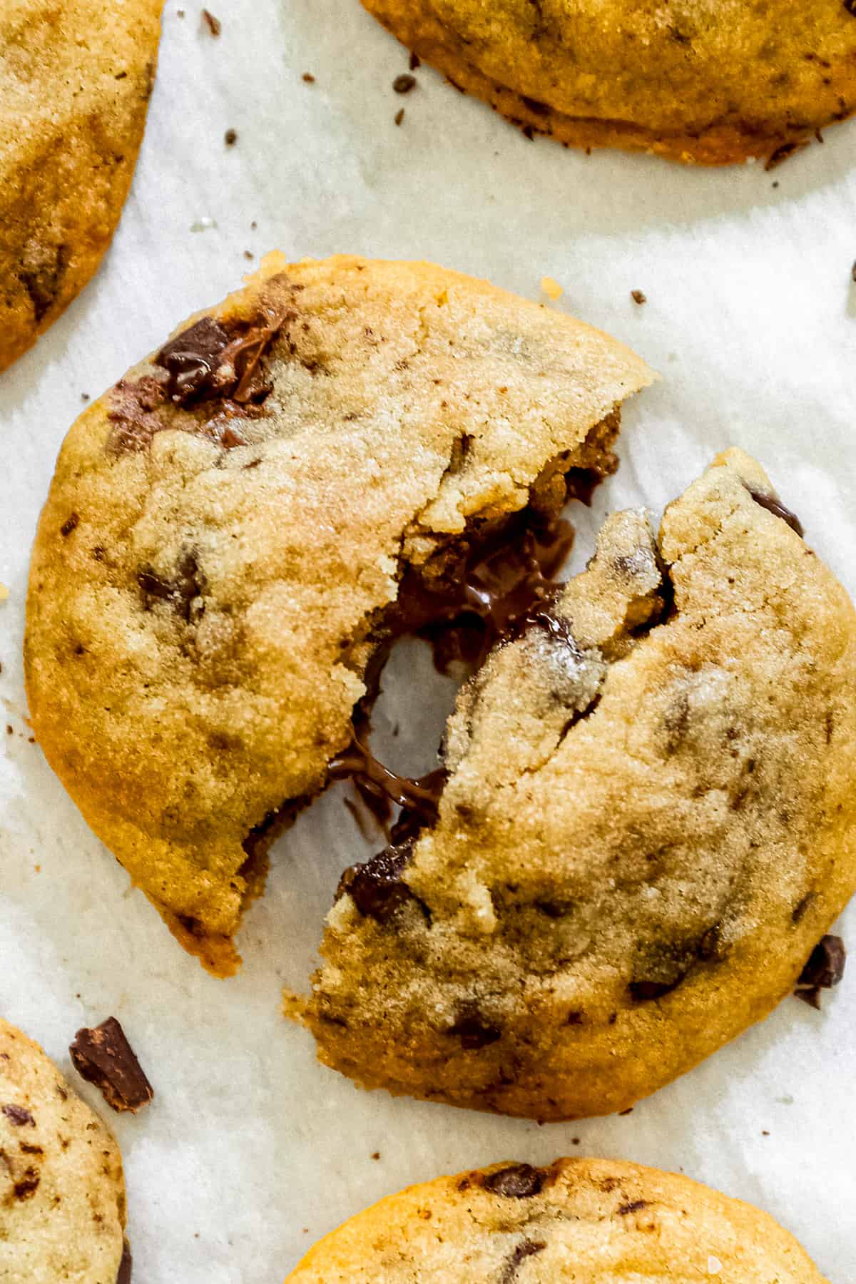 up close nutella stuffed chocolate chip cookies