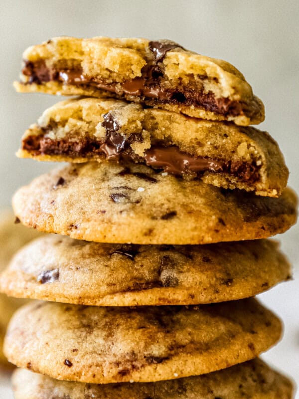 nutella stuffed cookies stacked