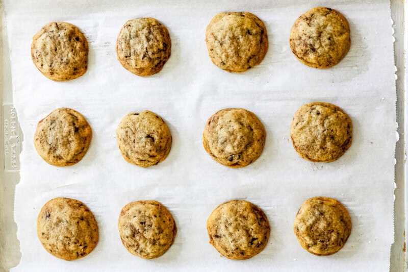 nutella stuffed cookies on parchment