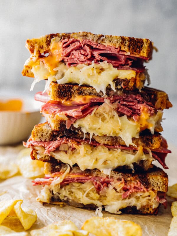 stacked reuben sandwiches