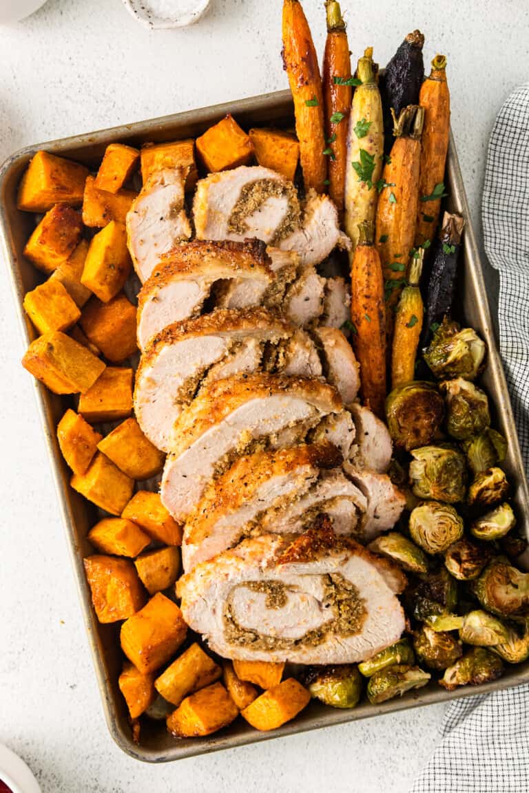 Sheet Pan Thanksgiving Dinner with Turkey Roulade Recipe - The Cookie ...
