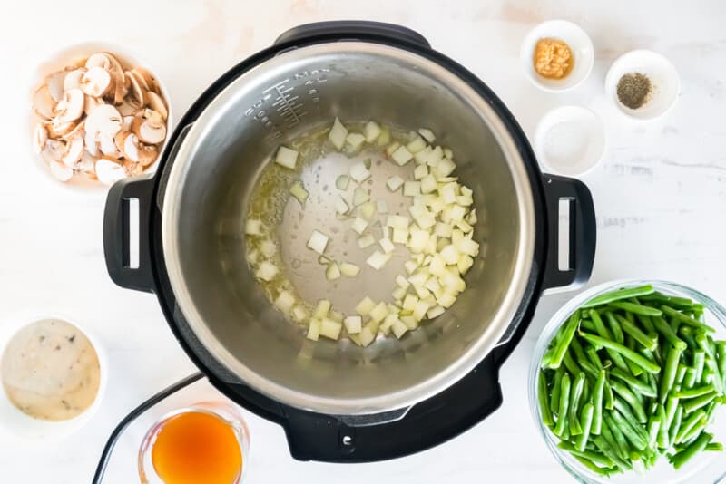 onions sauteeing in instant pot