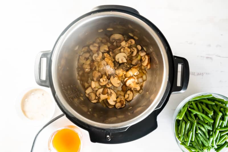 mushrooms, onion, and garlic in instant pot