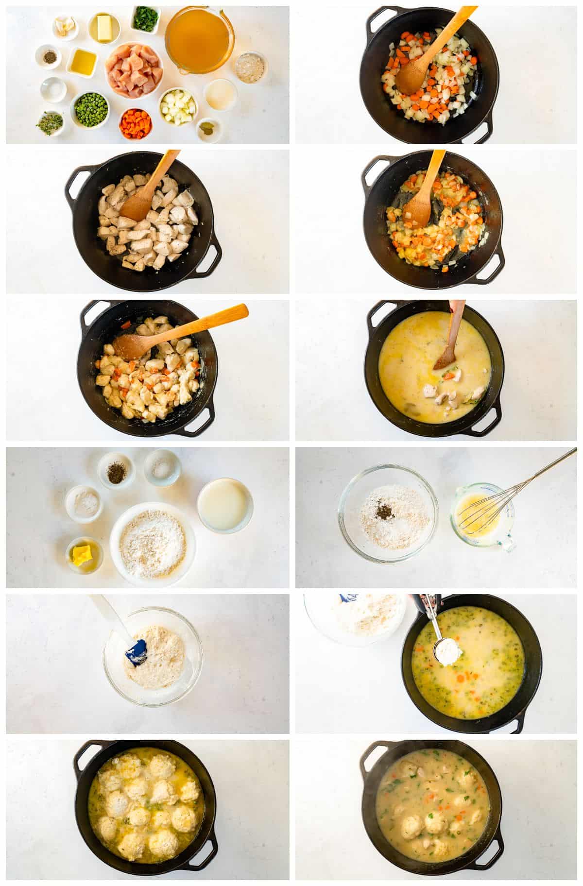 step by step photos for how to make chicken and dumplings
