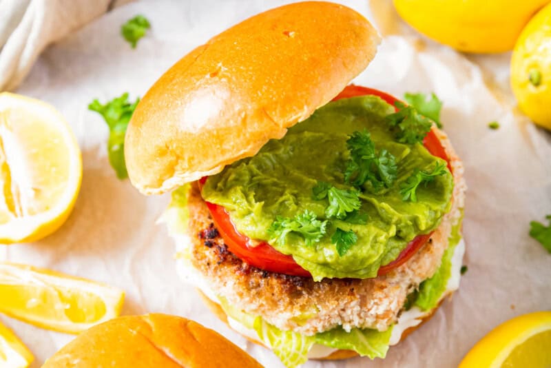 salmon burgers on buns