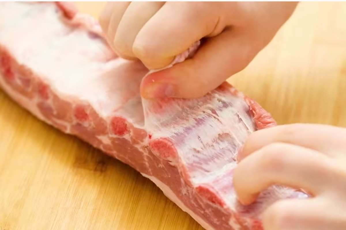 Remove the membrane from baby back ribs.