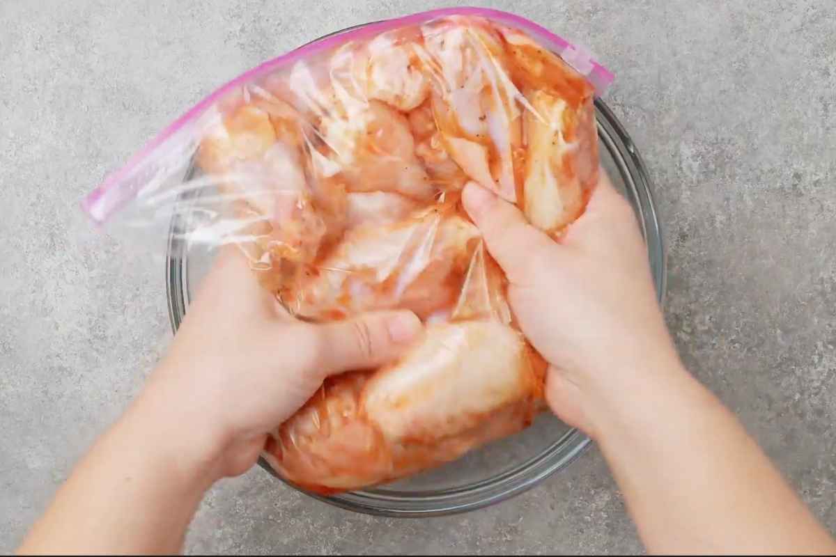 marinating chicken wings overnight.