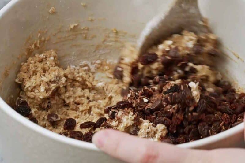 foling chocolate chips in the batter