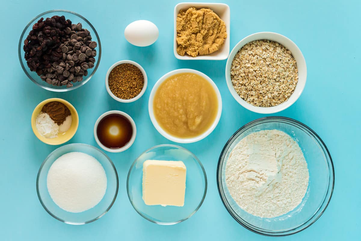 ingredients for chocolate chip breakfast cookies