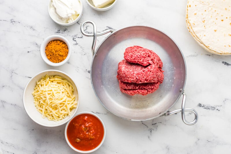 ground beef in a skillet