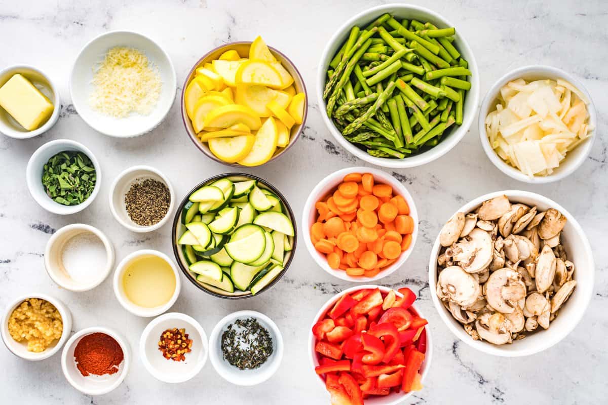 ingredients for sautéed vegetables.