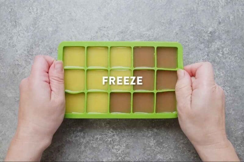 Freezing the orange and grapefruit juices in ice cube tray