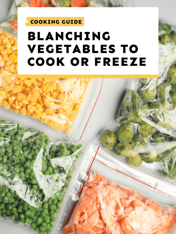 Blanching vegetables to cook or freeze.