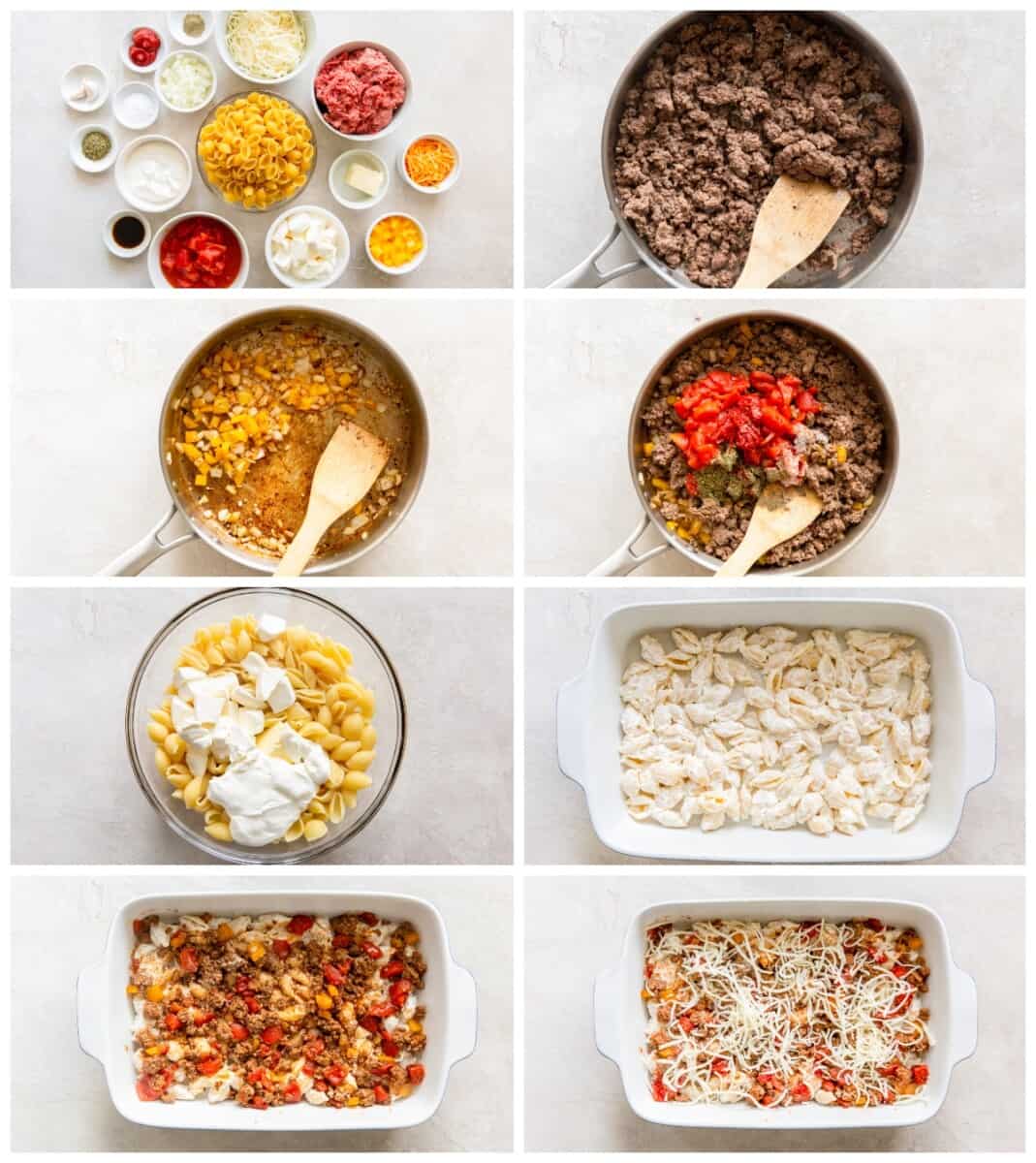 step by step photos for how to make hamburger casserole